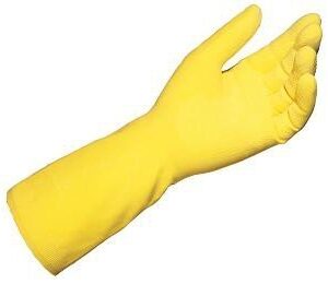 Pack 12 Guantes Látex Flocados Amarillos. Talla l.