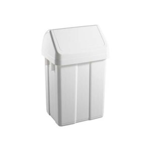 Papelera Plástico 12L Tapa Basculante. Color Blanco.