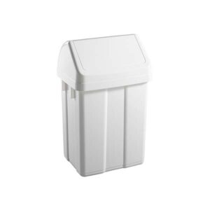 Papelera Plástico 25L Tapa Basculante. Color Blanco.