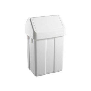 Papelera Plástico 50L Tapa Basculante. Color Blanco.