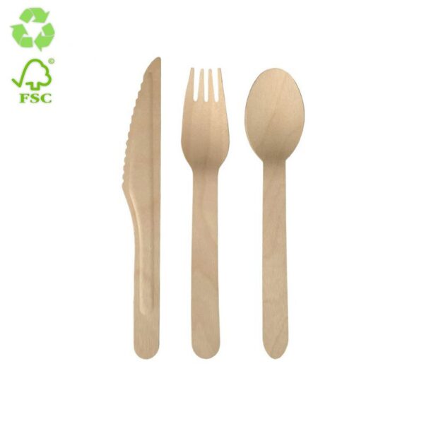 set de cubiertos ecológicos de madera + servilleta